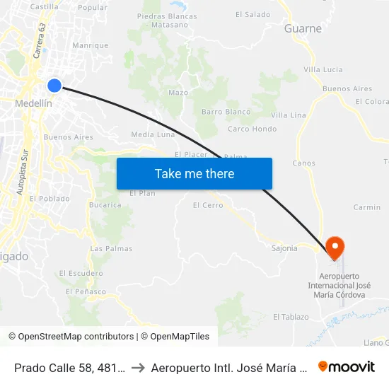 Prado Calle 58, 481-4879 to Aeropuerto Intl. José María Córdova map