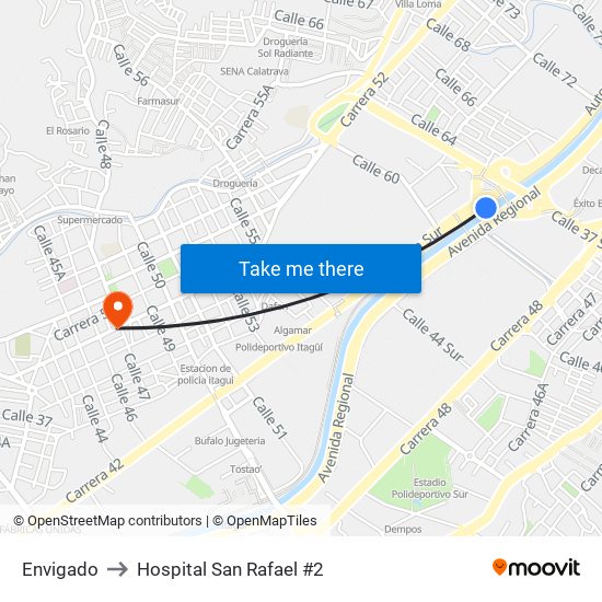 Envigado to Hospital San Rafael #2 map