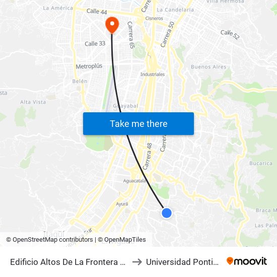 Edificio Altos De La Frontera Calle 20 Sur, 342-3478 to Universidad Pontificia Bolivariana map