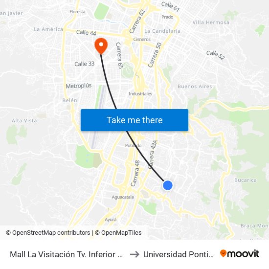 Mall La Visitación Tv. Inferior Con Loma Los González to Universidad Pontificia Bolivariana map