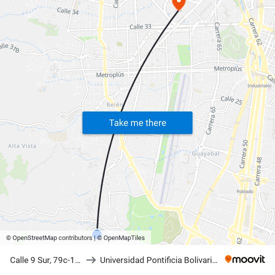 Calle 9 Sur, 79c-199 to Universidad Pontificia Bolivariana map