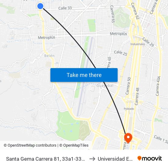 Santa Gema Carrera 81, 33a1-33a59 to Universidad Eafit map