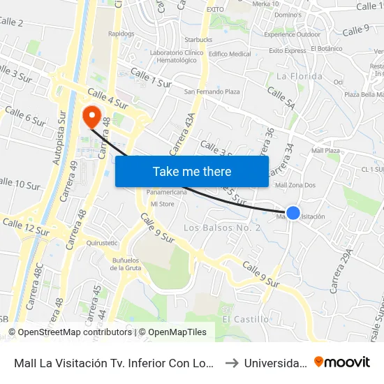 Mall La Visitación Tv. Inferior Con Loma Los González to Universidad Eafit map