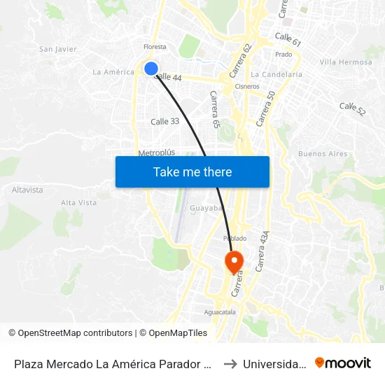 Br. Los Pinos (Cl 45 - Cr 79, Medellin to Universidad Eafit map