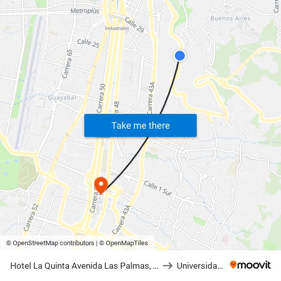 Hotel La Quinta Avenida Las Palmas, 24452-24596 to Universidad Eafit map