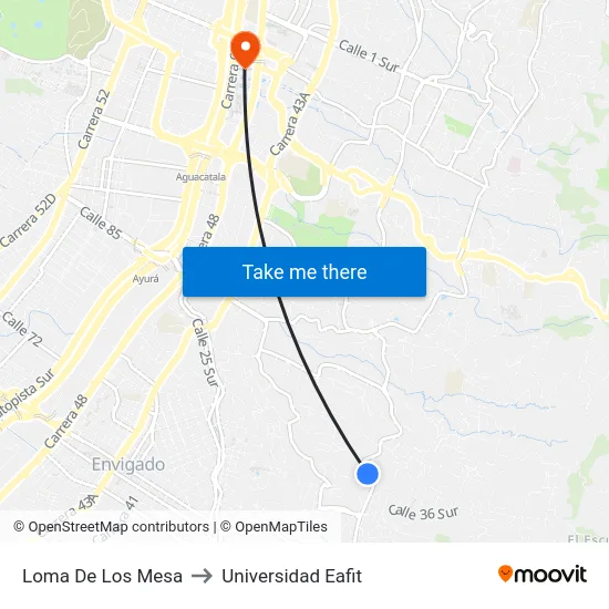 Loma De Los Mesa to Universidad Eafit map