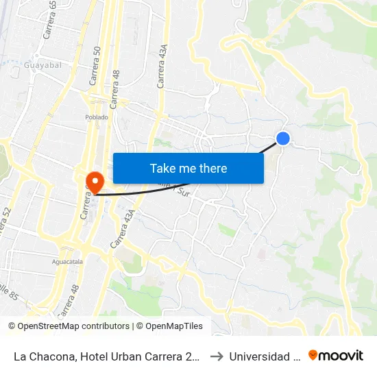 La Chacona, Hotel Urban Carrera 25, 10b-22 to Universidad Eafit map