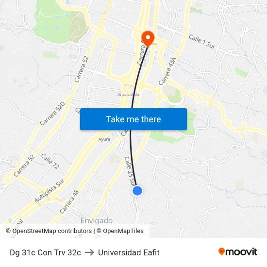 Dg 31c Con Trv 32c to Universidad Eafit map