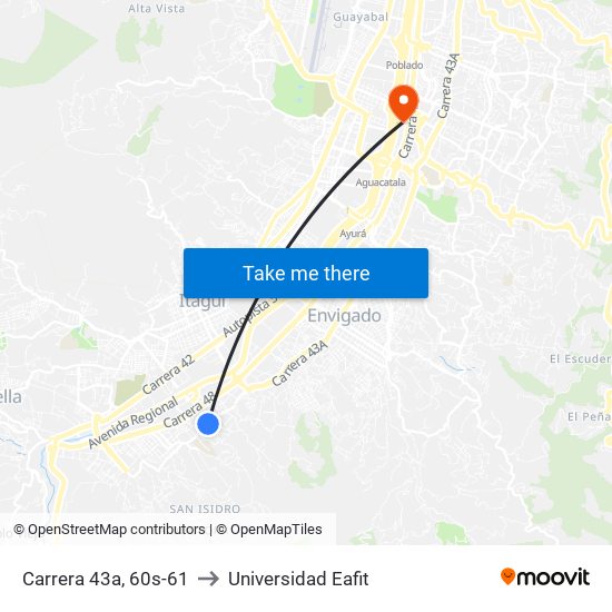 Carrera 43a, 60s-61 to Universidad Eafit map