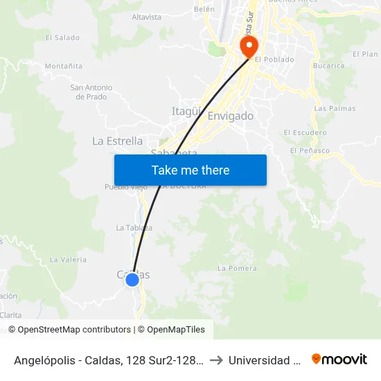Angelópolis - Caldas, 128 Sur2-128 Sur96 to Universidad Eafit map