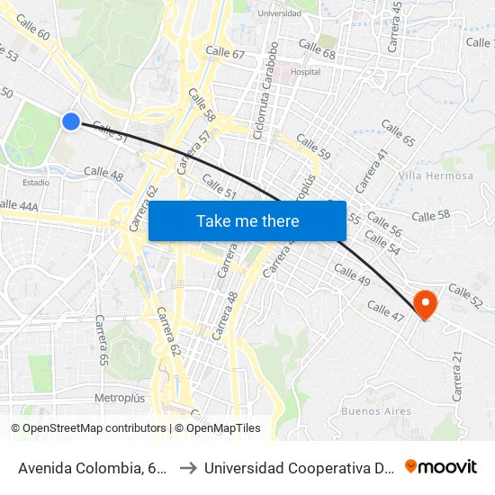 Avenida Colombia, 682-68204 to Universidad Cooperativa De Colombia map