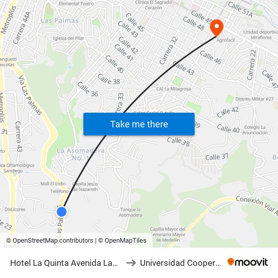 Hotel La Quinta Avenida Las Palmas, 24452-24596 to Universidad Cooperativa De Colombia map