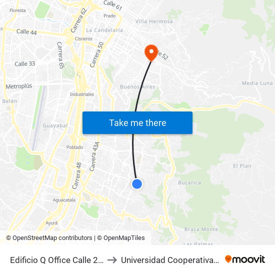 Edificio Q Office Calle 2, 2080-2086 to Universidad Cooperativa De Colombia map