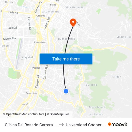 Clínica Del Rosario Carrera 20, 2 Sur192-2 Sur274 to Universidad Cooperativa De Colombia map