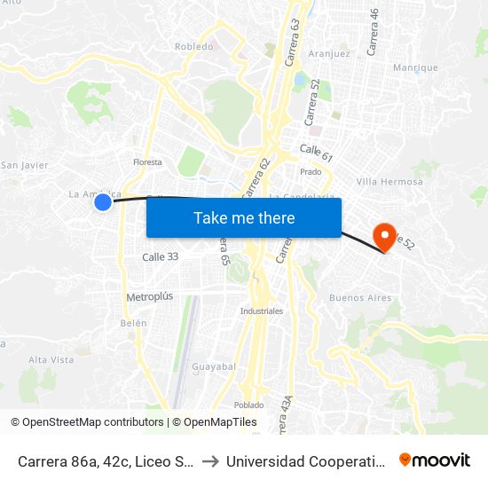 Carrera 86a, 42c, Liceo Salazar Y Herrera to Universidad Cooperativa De Colombia map