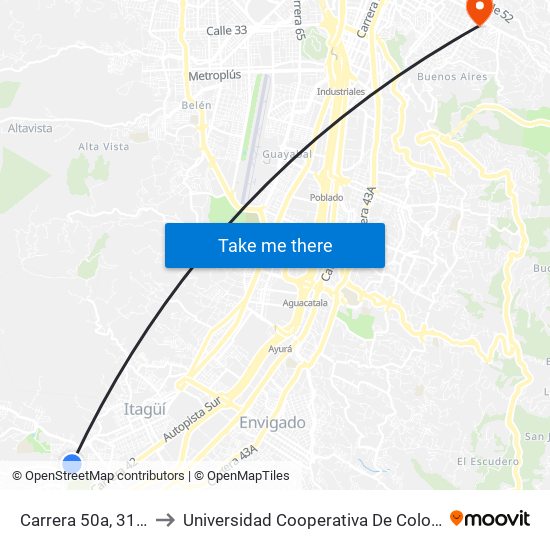 Carrera 50a, 31-26 to Universidad Cooperativa De Colombia map