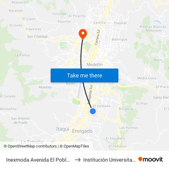 Inexmoda Avenida El Poblado, 9 Sur42-9 Sur214 to Institución Universitaria Pascual Bravo map