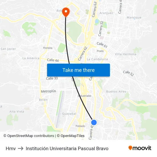 Hmv to Institución Universitaria Pascual Bravo map