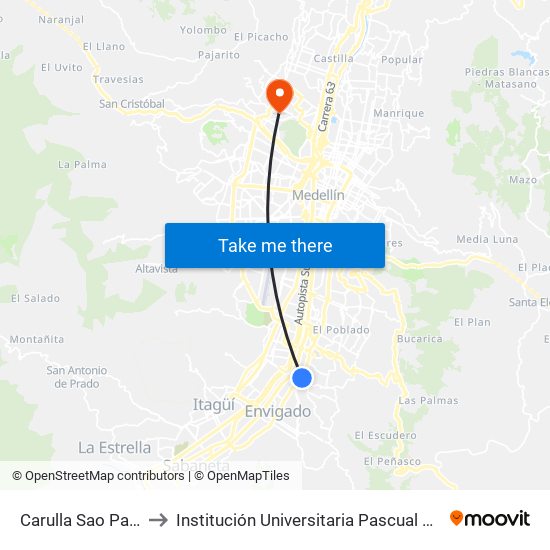 Carulla Sao Paulo to Institución Universitaria Pascual Bravo map