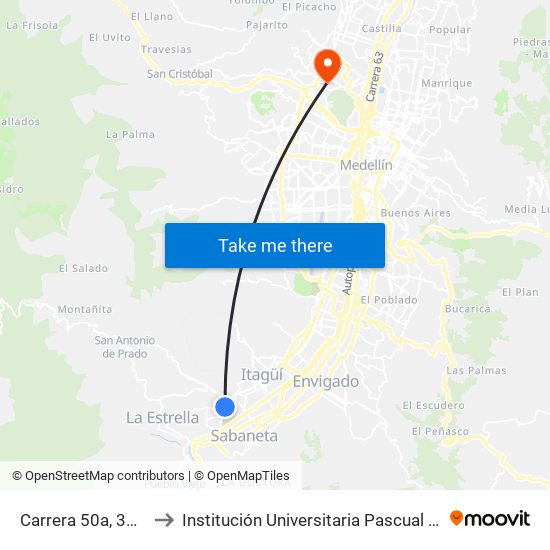 Carrera 50a, 31-26 to Institución Universitaria Pascual Bravo map