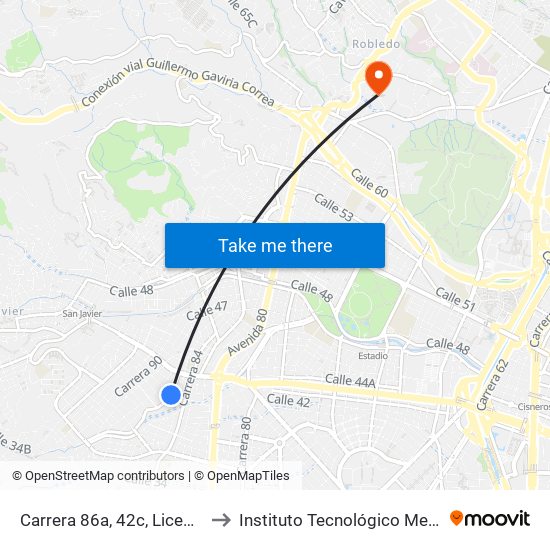 Carrera 86a, 42c, Liceo Salazar Y Herrera to Instituto Tecnológico Metropolitano Robledo map