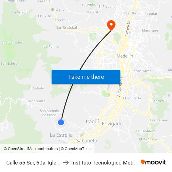 Calle 55 Sur, 60a, Iglesia Del Limonar to Instituto Tecnológico Metropolitano Robledo map