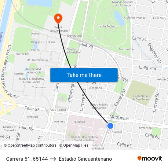 Carrera 51, 65144 to Estadio Cincuentenario map