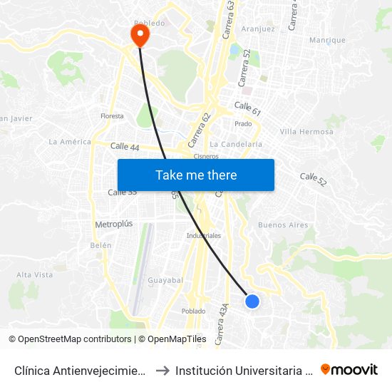 Clínica Antienvejecimiento Carrera 34, 11a2-11a24 to Institución Universitaria Colegio Mayor De Antioquia map