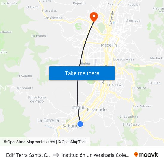 Edif Terra Santa, Calle 57 Sur, 43a to Institución Universitaria Colegio Mayor De Antioquia map
