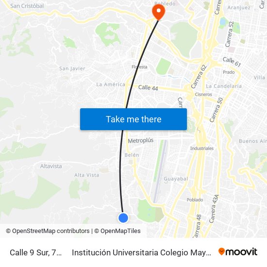Calle 9 Sur, 79c-199 to Institución Universitaria Colegio Mayor De Antioquia map