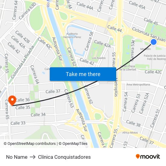 No Name to Clínica Conquistadores map
