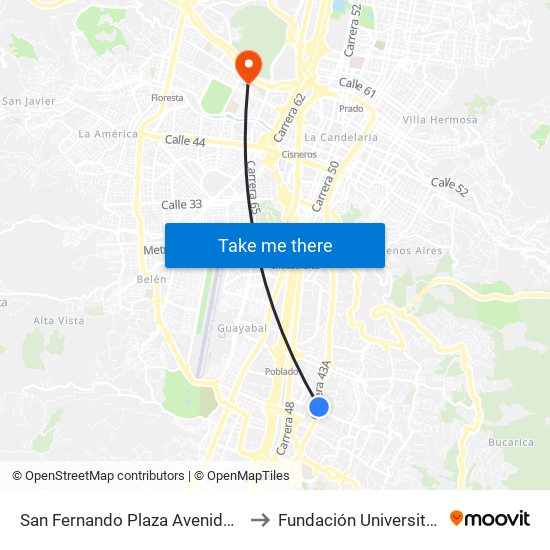 San Fernando Plaza Avenida El Poblado, 19-167 to Fundación Universitaria Luis Amigó map