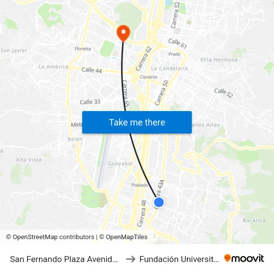 San Fernando Plaza Avenida El Poblado, 18-1162 to Fundación Universitaria Luis Amigó map