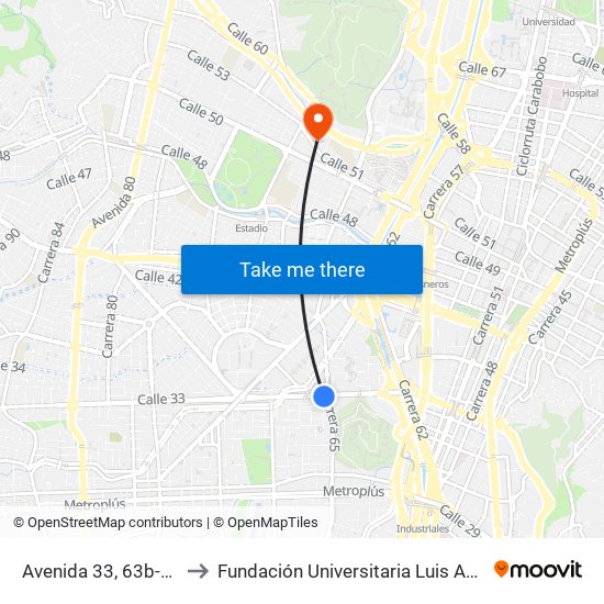 Avenida 33, 63b-315 to Fundación Universitaria Luis Amigó map
