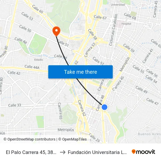 El Palo Carrera 45, 382-38108 to Fundación Universitaria Luis Amigó map