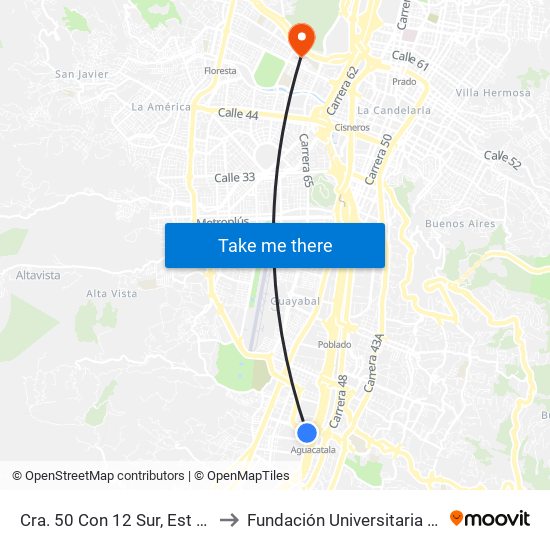 Cra. 50 Con 12 Sur, Est Aguacatala to Fundación Universitaria Luis Amigó map