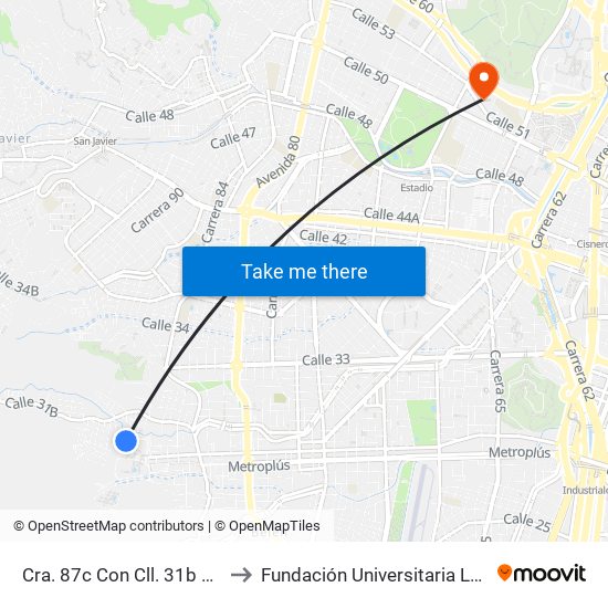 Cra. 87c Con Cll. 31b Eds Zeus to Fundación Universitaria Luis Amigó map