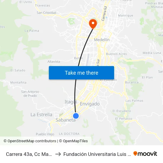 Carrera 43a, Cc Mayorca to Fundación Universitaria Luis Amigó map