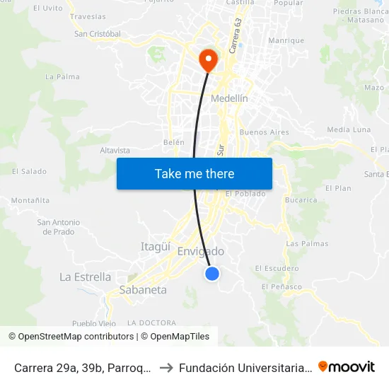 Carrera 29a, 39b, Parroquia San José to Fundación Universitaria Luis Amigó map