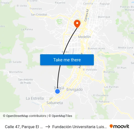 Calle 47, Parque El Brasil to Fundación Universitaria Luis Amigó map