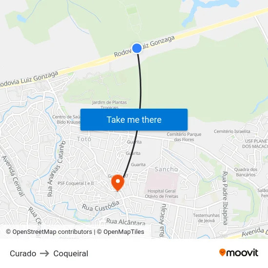 Curado to Coqueiral map