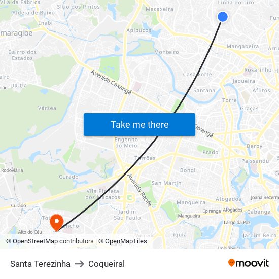 Santa Terezinha to Coqueiral map