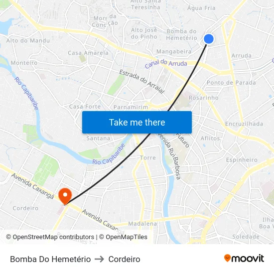 Bomba Do Hemetério to Cordeiro map