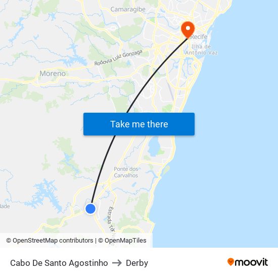 Cabo De Santo Agostinho to Derby map
