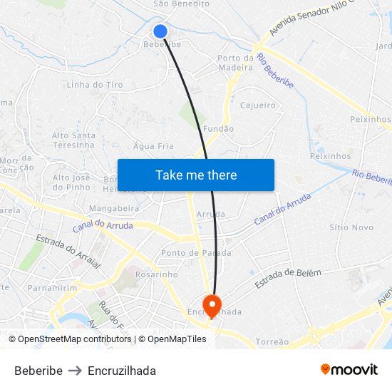 Beberibe to Encruzilhada map