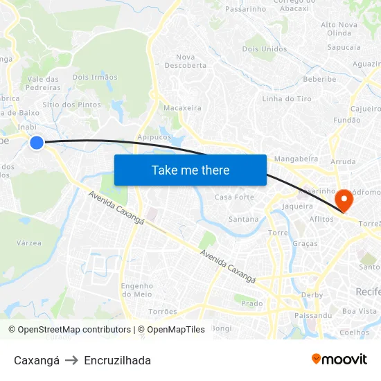 Caxangá to Encruzilhada map