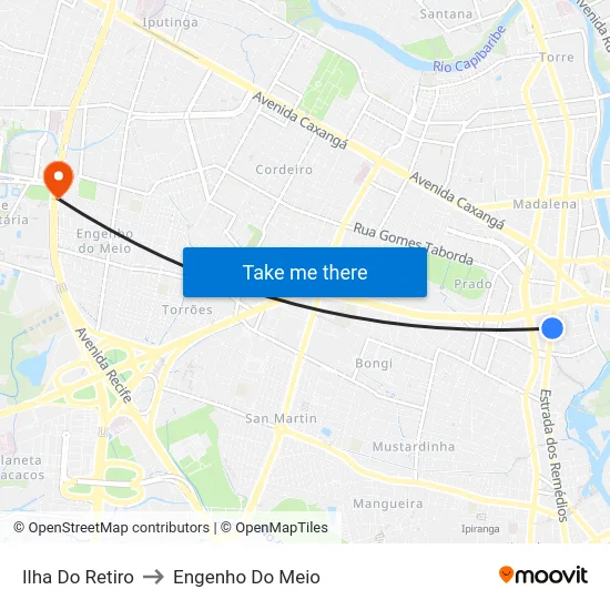 Ilha Do Retiro to Engenho Do Meio map