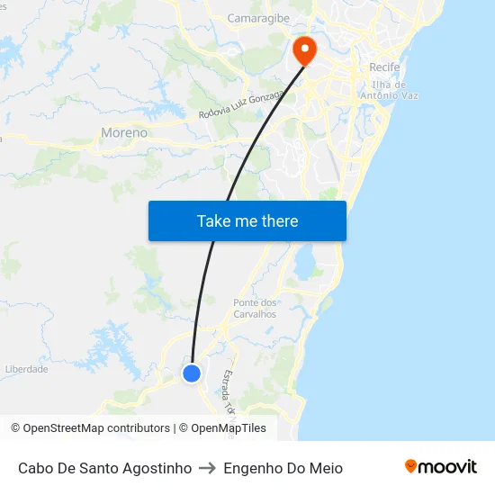 Cabo De Santo Agostinho to Engenho Do Meio map