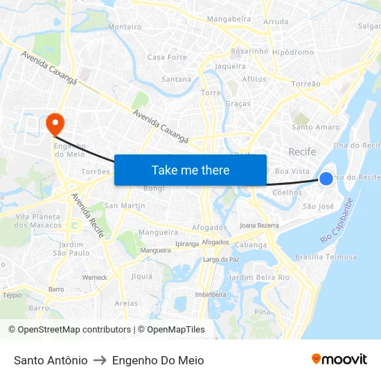Santo Antônio to Engenho Do Meio map