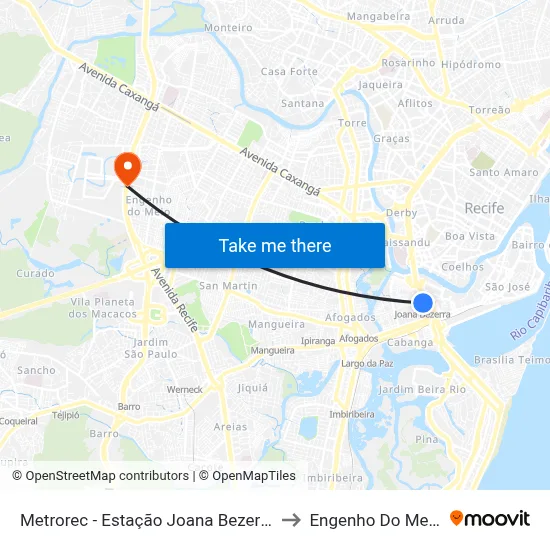 Metrorec - Estação Joana Bezerra to Engenho Do Meio map